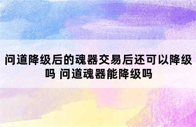 问道降级后的魂器交易后还可以降级吗 问道魂器能降级吗